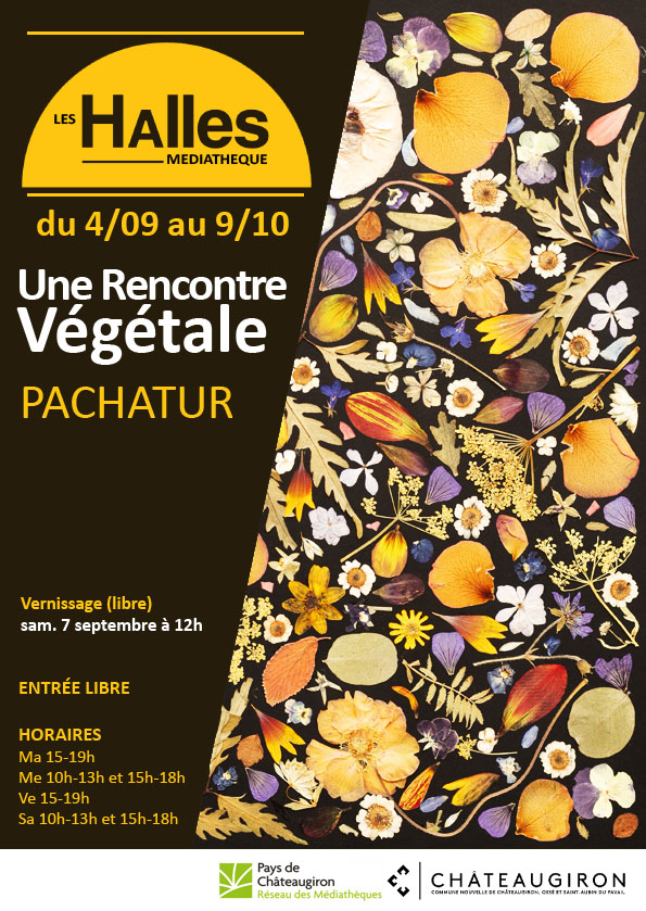 Exposition HERBIERS PACHATUR une rencontre végétale du 4/09/24 au 9/10/24 à la médiathèque LES HALLES de CHATEAUGIRON